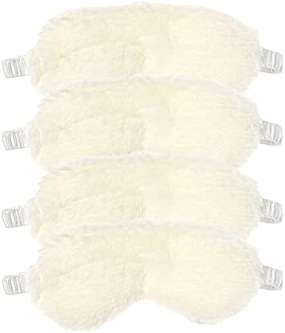 RAYNAG 4 Pack Plush Eye Mask Soft Sleeping Blindfold Eye Cover for Sleepover Gift Birthday Party Favors, Comfortable Silky Fabric on the Back, Cozy, Downy and Soft (White) by RAYNAG