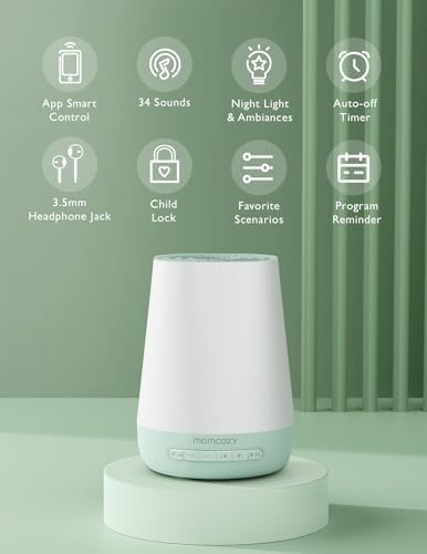 Momcozy Smart White Noise Machine for Baby Sleeping with Night Light, Green - Image 2