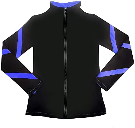 LIUHUO Girls Ice Skating Jackets Women Stripes Training Practice Figure Skating Tops Costs Fleece by LIUHUO