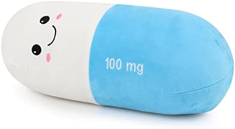 Sexysamba Pill Pillow Neck Roll Pillow Cute Preppy Room Decor Chill Pillows with Washable Cover, Funny Aesthetic Trendy Gift Throw Pillows for College Dorm Teenager Y2K Teacher Doctor Nurse (Blue, M) by Sexysamba
