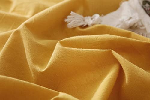 F.Y.Dreams 100% Washed Cotton Duvet Cover for Weighted Blanket 60x80 inches with 16 Ties, Zipper on Long Side/Yellow/Just Duvet Cover - Image 2