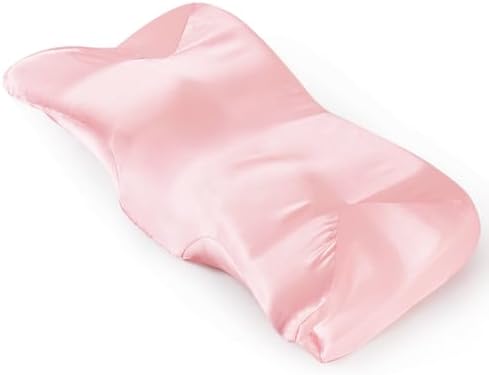 P Pothuiny Pink Satin Cervical Pillow Case Cover 1-Pack with Zipper by P+Pothuiny