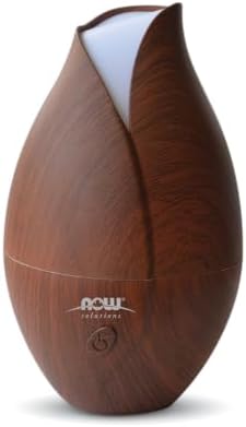 NOW Foods Essential Oils, Ultrasonic Faux Wood Aromatherapy Oil Diffuser, Contemporary Design, Extremely Quiet Heat Free, Color Changing LED Diffuser by NOW