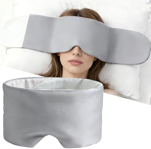 Weighted Sleep Mask for Side Sleepers, 100% Blackout Eye Mask for Sleeping with Adjustable Strap, Dual-Sided Cooling Silk & Warm Cotton Blindfold, Zero Pressure Eye Cover for Travel, Nap & Yoga by Unknown
