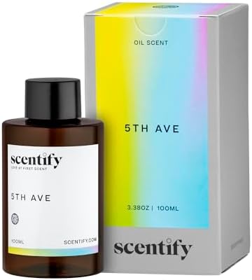 Scentify 5th Ave Aroma Oil Refill Scent for Oil Diffusers - Bergamot, Floral, Gardenia Scents - Luxurious Relaxing Aromatherapy Diffuser Fragrance 100ml, 3.38 oz by Scentify