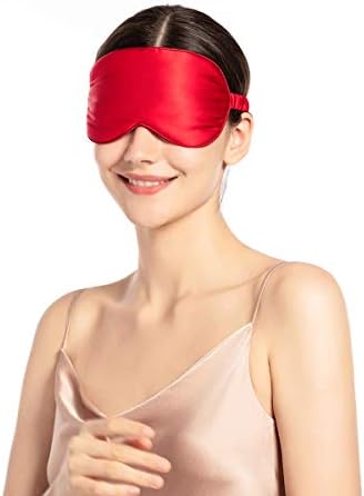 Mulberry Natural Silk Sleep Mask for Women & Men with Elastic Strap, Super Soft Sleeping Eye Mask, Size M, (Red) - Image 5