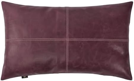 LL LEATHER LOVERS 100% Lambskin Leather Pillow Cover - Sofa Cushion Case - Decorative Throw Covers for Living Room & Bedroom, Pink Maroon Plain Pack of 1-14X22 Inch by LLLEATHERLOVERS