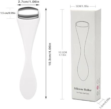 Mini Eye Face Rollers Massager 304 Stainless Steel Ice Silicone Roller for Relief Pain Skincare Facial Women Girl Gift (White Color) - Image 3