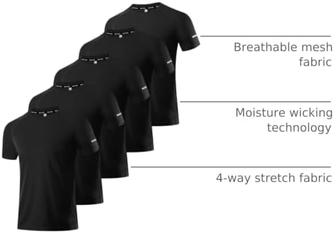 Boyzn 1, 3, 5 or 7 Pack Men's Workout Running Shirts, Dry Fit Moisture Wicking T-Shirt, Gym Athletic Short Sleeve Tee Shirts - Image 4