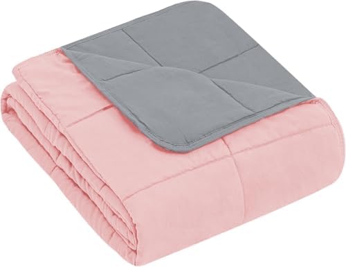 yescool Weighted Blanket (5 lbs, 36" x 48", Pink & Grey) Cooling Heavy Blanket, Perfect for 40-60 lbs, Breathable Throw Blanket Gifts with Premium Glass Bead, Machine Washable by yescool