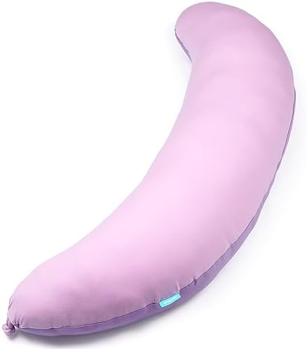 BYRIVER 39" Pink Purple Cute Body Pillow for Women Girl Side Sleepers, C Shaped Pregnancy Pillow, Anxiety Relief Moon Shape Hugging Pillow for Adults, 100% Cotton Pillowcase, Gifts for New Mom (ZI-L) by BYRIVER