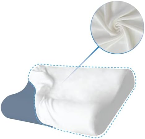ZGH-101 Memory Foam, Velvet Cover Pain Sleeping, Cervical Neck Support for Back and Side Sleepers Orthopedic Contour Premium Pillowcase (24”x15”) Queen Size White (CASE - Image 2