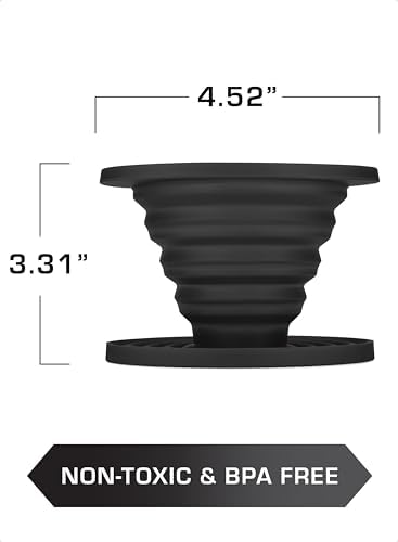COLETTI Sierra Camping Pour Over Coffee Dripper — Collapsible Pour Over Coffee Dripper — Includes Pack of Paper Filters [Black, Pack of 2] - Image 3
