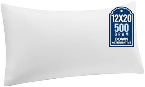 puredown® 12x20 Pillow Inserts, Pack of 1, Fluffy Soft Lumbar Pillows Filled with Plump Stuffer, Rectangle Decorative Pillows for Couch, Sofa, Bed and Home Decor by Puredown