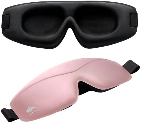 Sleep Mask for Women Men: 100% Blackout 3D Eye Mask for Sleeping, Sleeping Mask for Side Sleepers, Zero Pressure Memory Foam Eyelash Friendly Breathable Eye Cover, Airplane Travel Essentials-Pink by FACEMOON