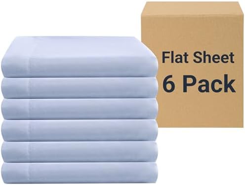 ZPECC Queen Flat Sheet Only 6 Pack, Durable Light Blue Top Bed Sheets Hypoallergenic Soft Brushed Microfiber Color-Coded Label, 90"x102" by ZPECC-ABrandThatHasBeenFocusedOnBeddingFor20Years