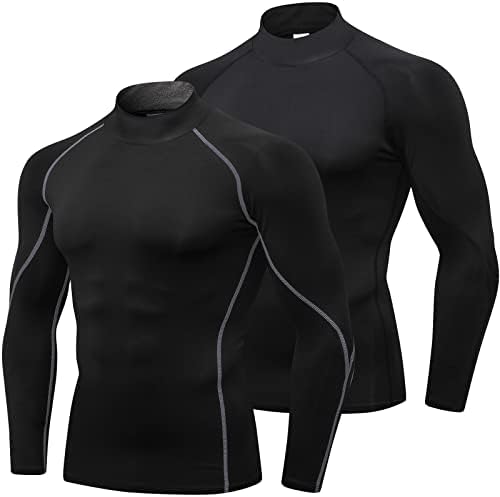 SPVISE Men's Compression Shirts Long Sleeve Mock Turtleneck Workout Tops by SPVISE