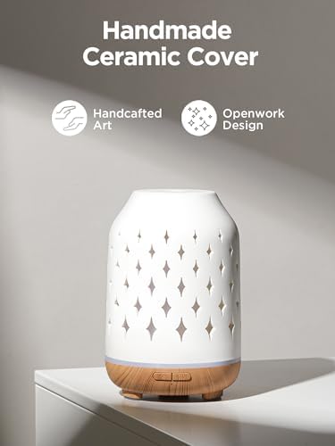 InnoGear 150ml Ceramic Essential Oil Diffusers for Home Humifidier, White - Image 2