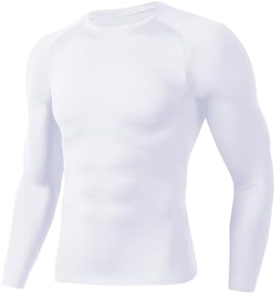 Compression Shirts for Men - Long Sleeve Black Workout Base Layer Athletic Gym Tops Quick Dry Running Undershirts by BOOJO