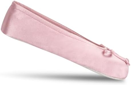 Isotoner Women's Satin Ballerina Slippers with Classic Ribbon Bow and Suede Sole - Image 5