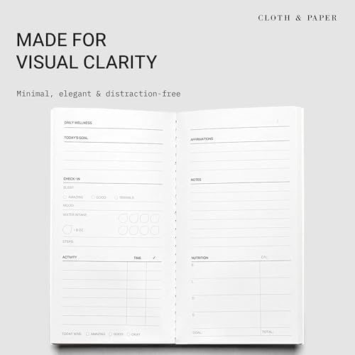 Cloth & Paper Travel Notebook | Daily Wellness Planner – Smoked Salt | Pocket Plus Wellness Planner 3.2" x 6" | Habit Tracker & Self Care Journal for Goals, Gratitude & Reflection – Soft Touch Cover - Image 2