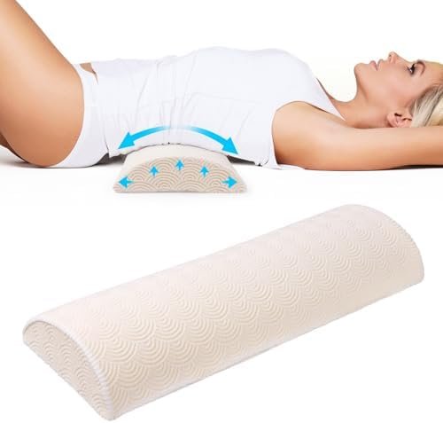 Cozyhealth - 3.15"H*23.6"L - Soft Lumbar Pillow for Sleeping, Memory Foam Back Lumbar Support Cushion for Lower Back Pain Relief Bed Waist Sleep Support Pillow for Side, Back Sleepers (White, Large) by Cozyhealth