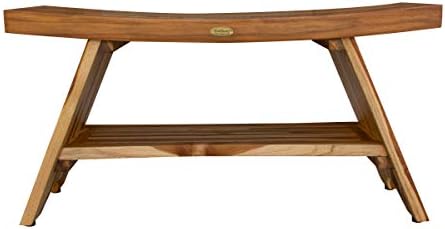 EcoDecors Serenity 35-Inch Teak Shower Bench with Shelf, 300 lb - Image 5