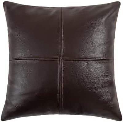 Full Grain Leather Throw Pillow Cover (20" x 20") (Coffee) by Weaverlane
