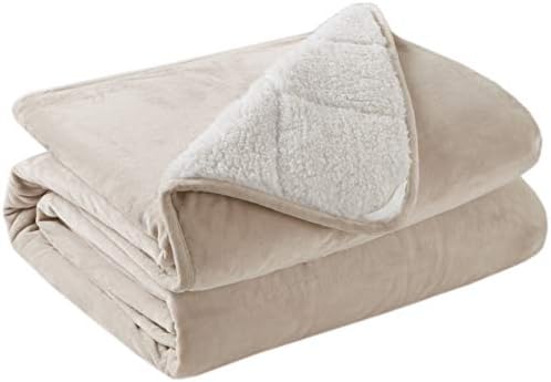 Weighted Blanket for Adults 20lbs, Queen Size Soft Cozy Fleece Sherpa Heavy Blankets for Sofa Bed, Dual Sided Comfort, Send Beige, 60x80 Inch - Image 6