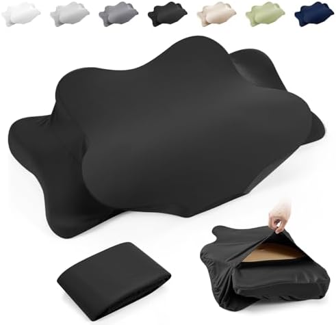 Hahafelt Cooling Cervical Pillowcase Cover with Envelope Closure (Only Pillow Case) Ergonomic Neck Pillowcase Smooth Soft Cool Pillow Cover for Side Back Stomach Sleepers(Black,Standard Size) by Hahafelt