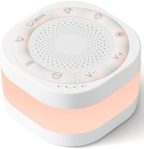 Glocusent White Noise Sound Machine with 44 Soothing Sounds 12 Colors Night Light Noise Machine for Baby Kids & Adults Sleep Machines, Sound Therapy for Home, Travel, Registry Gift by GLOCUSENT