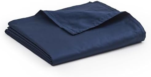 YnM Exclusive Cotton Duvet Cover for Weighted Blankets with 16 Strings (Navy, 88"x104") by YNM