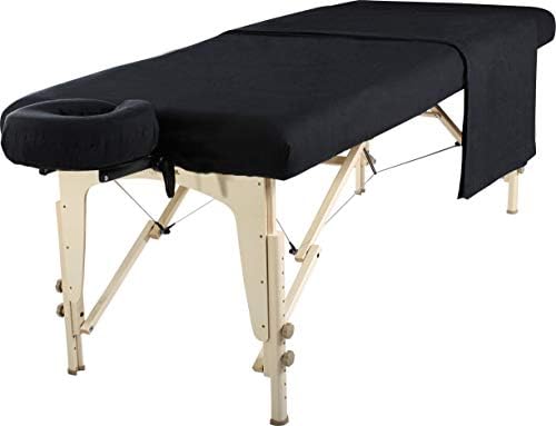 Master Massage Cotton Flannel Sheets Set (3 Piece Set) Massage Table Cover Set, Beauty Salon SPA Bed Replacement Cover, Includes Table Cover, Face Cushion Cover, Table Sheet, Black by MasterMassage