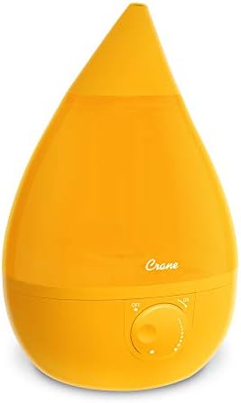Crane Ultrasonic Cool Mist Humidifier for Bedroom, Baby Nursery, Kids Room, Plants, or Office, Large 1 Gallon Tank, Filter Optional, Orange by Crane