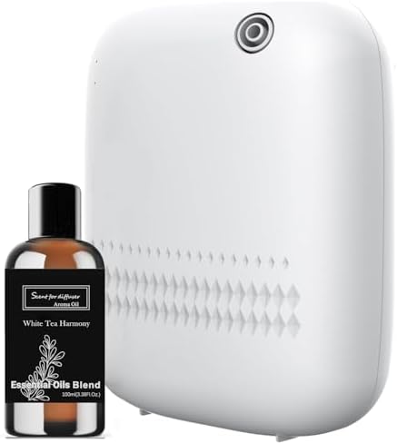 Upgraded Scent Air Machine for Home Cover Up to 2000 sq.ft, Hotel and Commercial Use 400ML Diffuser with 100ML White Tea Harmony Essential Oil, Waterless Cold Air Diffuser for Home, Office by Unknown