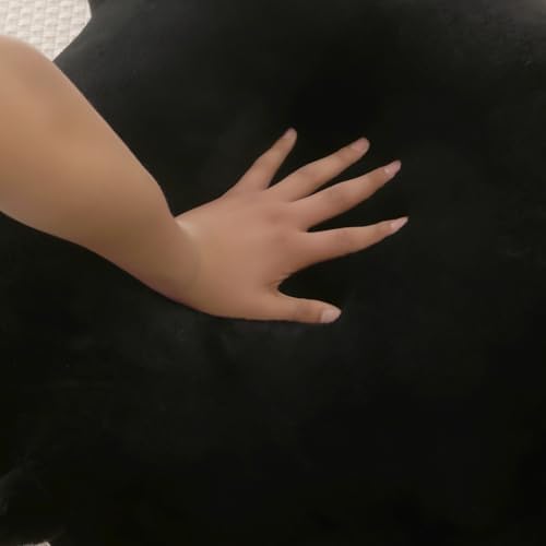 Soft Reading Pillow for Bed with Arms,Middle,Black,Faux Fur - Image 6