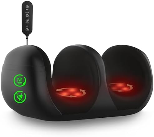 LINGTENG Cordless Foot Massager with 120°F Heat, Rechargeable Shiatsu Foot and Calf Kneading Machine with 3 Intensities and Remote for Home Office, Gifts for Women, Men, Dad, Mom by LINGTENG