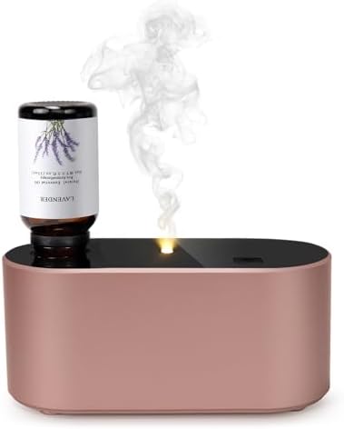 Lecdura Waterless Diffuser for Essential Oil, Battery Operated Scent Air Aromatherapy Diffuser, Mini Aroma Diffusers with 3 Intermittent Mist Modes, Cycle Start for Home Office Bedroom - Rose Gold by Lecdura