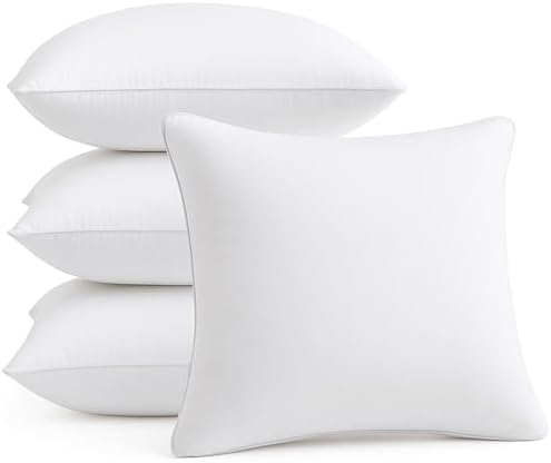 FAVRIQ 20 x 20 Pillow Inserts - Firm and Fluffy Decorative Square Sofa Throw Pillow with 100% Cotton Cover - Down Alternative Pack of 4 by FAVRIQ