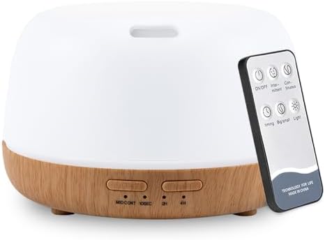 300ml Essential Oil Diffuser with Remote and 7-Color LED Light by KIMWUVI