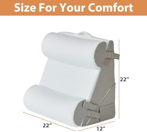 BIEEZZK 4PCS Wedge Pillow Set for After Surgery, Back Pillow for Bed Sitting up, 9&12inch Adjustable Memory Foam Bed Wedges, Pillow Wedge for Acid Reflux, Back Pain Relief, Snoring, White/Grey - Image 5