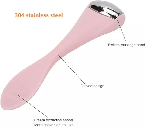 Mini Eye Face Rollers Massager 304 Stainless Steel Ice Silicone Roller for Relief Pain Skincare Facial Women Girl Gift Pink Color - Image 5