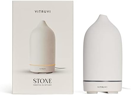 Vitruvi Stone Diffuser, Ceramic Ultrasonic Essential Oil Diffuser for Aromatherapy | Ceramic Diffuser, Diffusers for Home, Oil Diffuser, Housewarming Gift, Original Diffuser | White, 90ml Capacity - Image 6