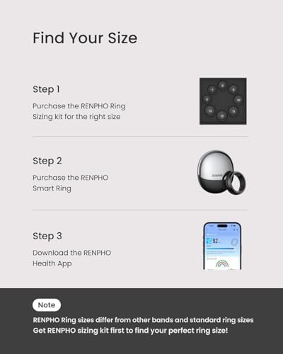 RENPHO Lynx Smart Ring-Sizing Kit, Size Before You Buy,Tar Black,Size 6-13 - Image 2