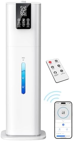 Smart Humidifiers Large Room Bedroom Home,2.11Gal(8L) Quiet Top Fill Cool Mist Humidifier,Smart App & Remote Control, 3 Speed Humidifier with 360°Nozzle,Humidity Setting for Baby Office Plant(White) by HumidifiersLargeRoomBedroom