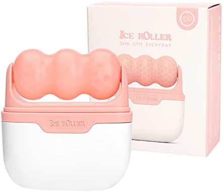 Ice Roller for Face & Eye, Puffiness & Migraine Relief 2-in-1 Stainless Steel Cold Therapy Facial Roller, Long Lasting Skin Care Tool - Pink by DiougensLee