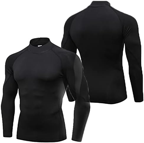 SPVISE Men's Compression Shirts Long Sleeve Mock Turtleneck Workout Tops - Image 3