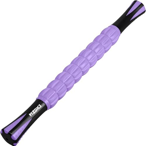 Muscle Roller & Massage Roller Stick for Athletes - Lymphatic Drainage Support, Relieves Muscle Soreness, Cramping & Tightness - Targets Legs, Arms, Back & Calves （Purple Wheel） by Morepicksawait%E2%80%94godiscover