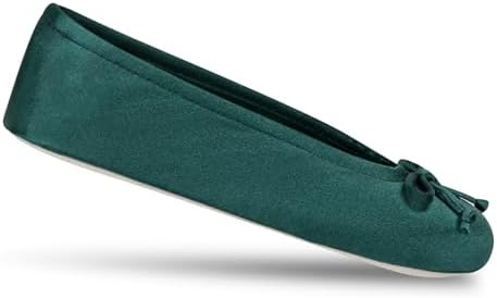 Isotoner Women's Satin Ballerina Slippers with Classic Ribbon Bow and Suede Sole - Image 6