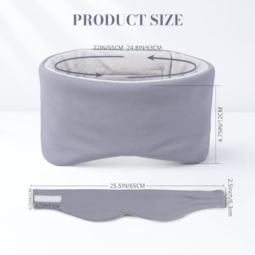 Sleep Mask for Women Men, Reversible Eye Mask Sleeping with Cozy & Cooling Sides, Adjustable Velcro Band, Blackout Face-Hugging Padded Eye Cover for Sleeping Travel Office, Grey/White - Image 7